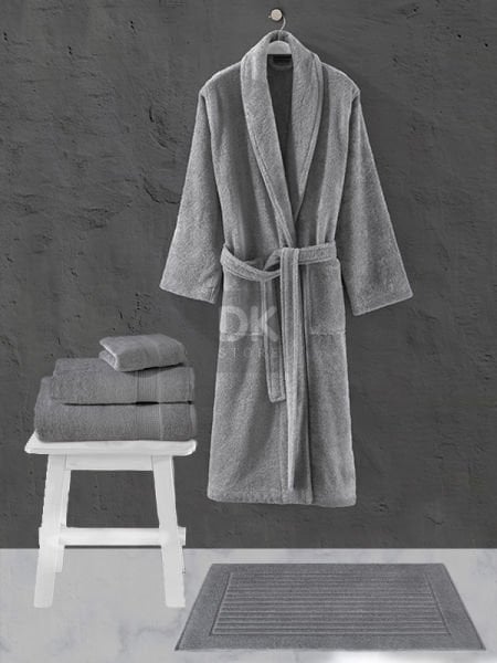 Sicilia 5'li Havlu Bornoz Set Gri