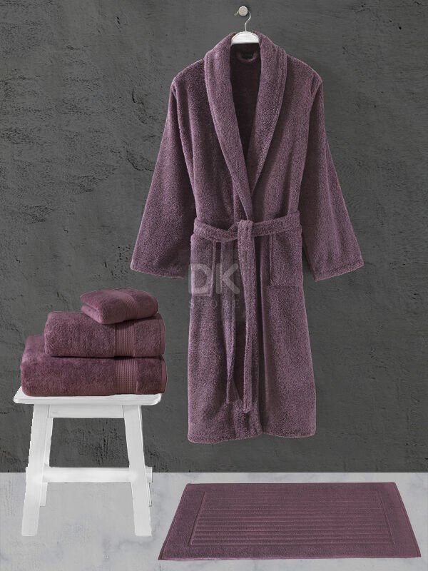 Sicilia 5'li Havlu Bornoz Set Mürdüm