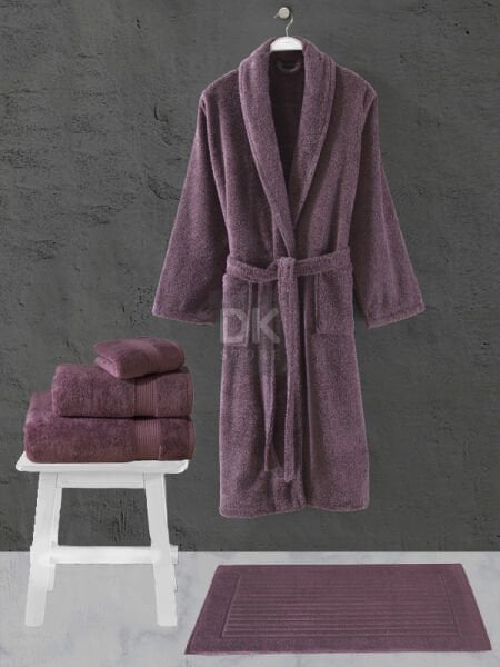 Sicilia 5'li Havlu Bornoz Set Mürdüm