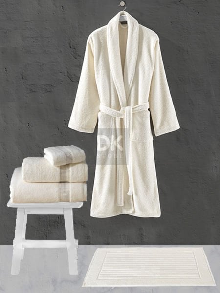 Sicilia 5'li Havlu Bornoz Set Krem