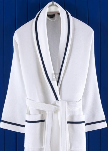 Livenza Beyaz Pike Bornoz Havlu Seti