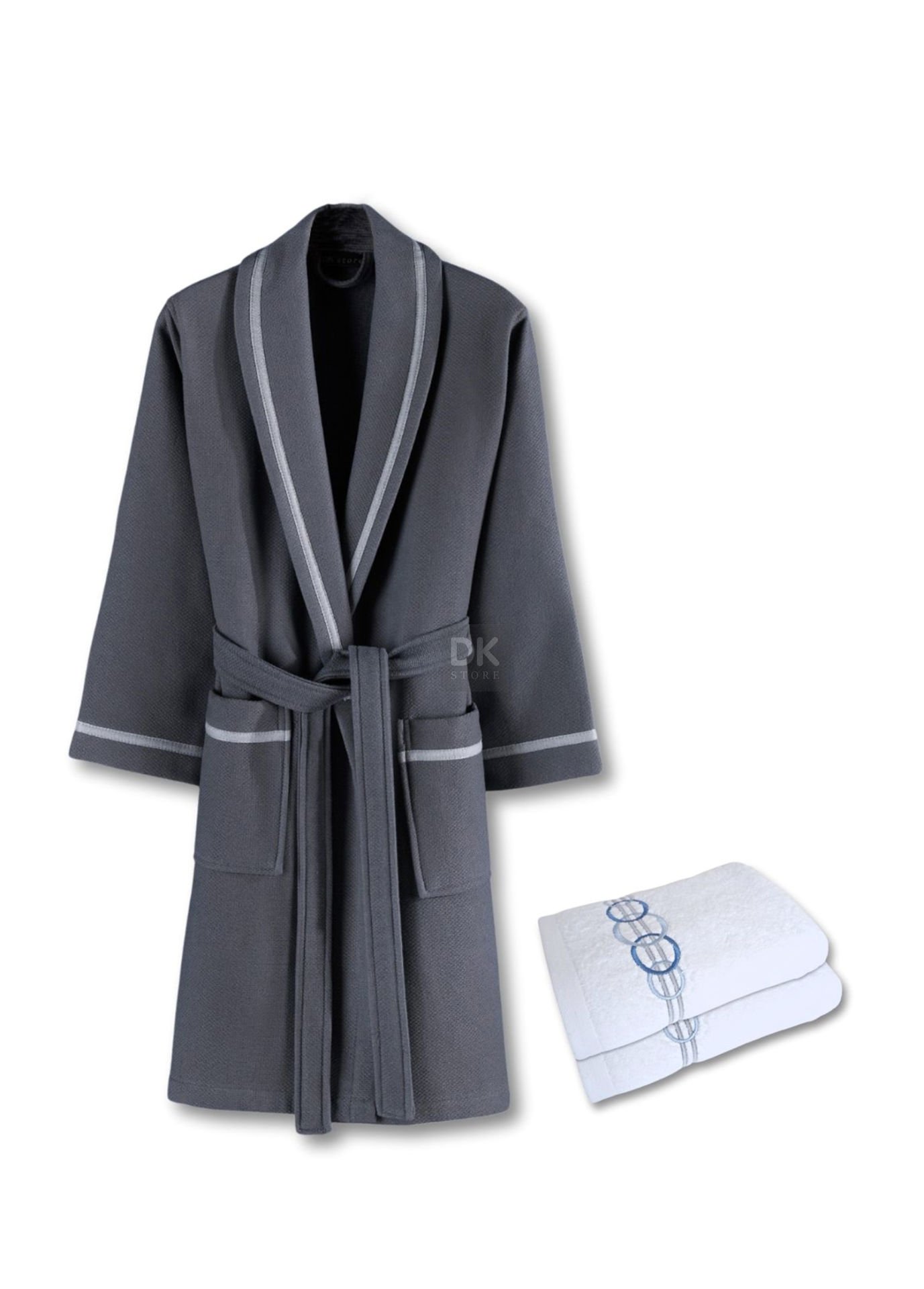 Livenza Antrasit Pike Bornoz Havlu Seti