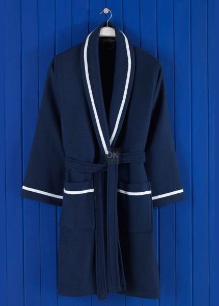 Livenza Lacivert Pike Bornoz Havlu Seti