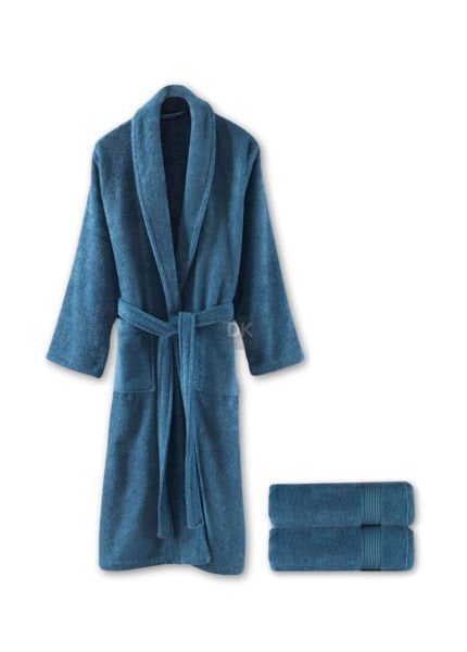 Sicilia Mavi 3'lü Havlu Bornoz Seti