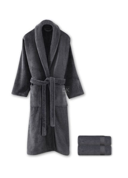 Sicilia Antrasit 3'lü Havlu Bornoz Seti