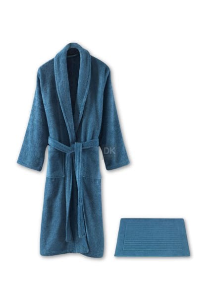 Sicilia Mavi 2'li Havlu Bornoz Seti