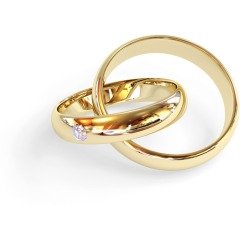 14 Ayar Altın Çift Taşlı  Klasik Evlilik Alyansı