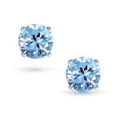 Blue Topaz Altın Tektaş Küpe