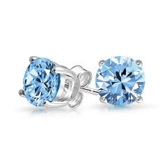 Blue Topaz Altın Tektaş Küpe