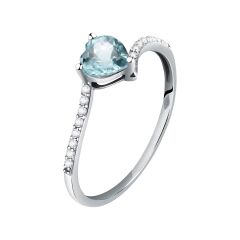 Pırlanta Altın Blue Topaz Kalp Set