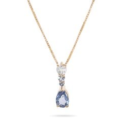 Blue Topaz Altın Renkli Kolye