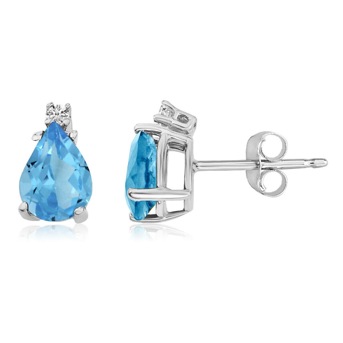 Pırlanta Altın Blue Topaz Damla Küpe