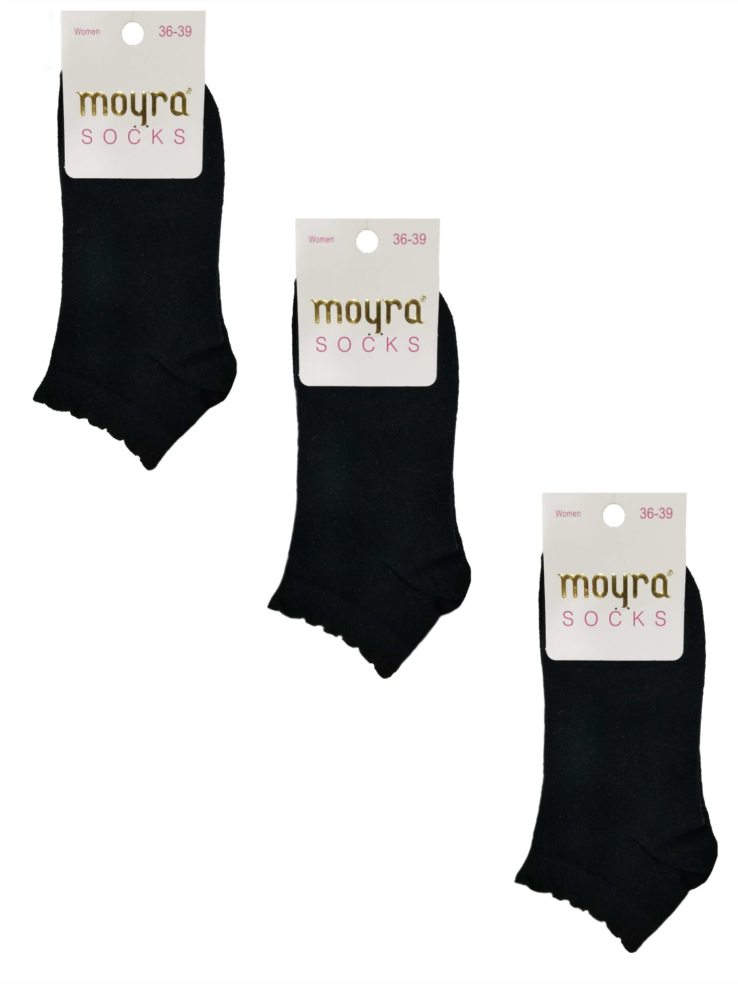 Moyra 3 Adet Bayan Düz Pamuk Patik Çorap