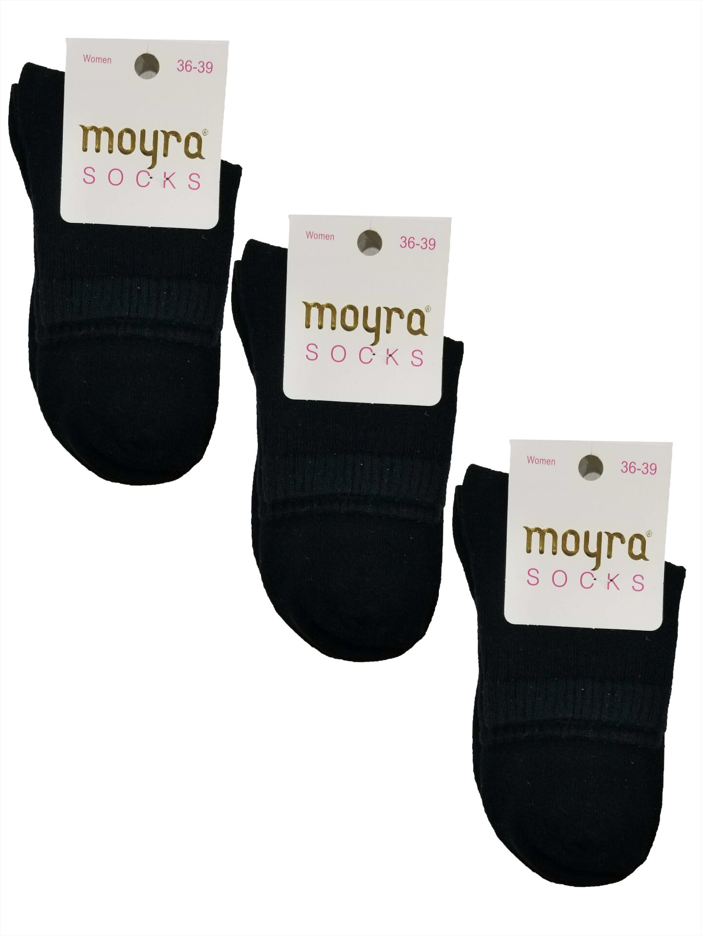 Moyra 3 Adet Bayan Düz Pamuk Yarım Soket Çorap