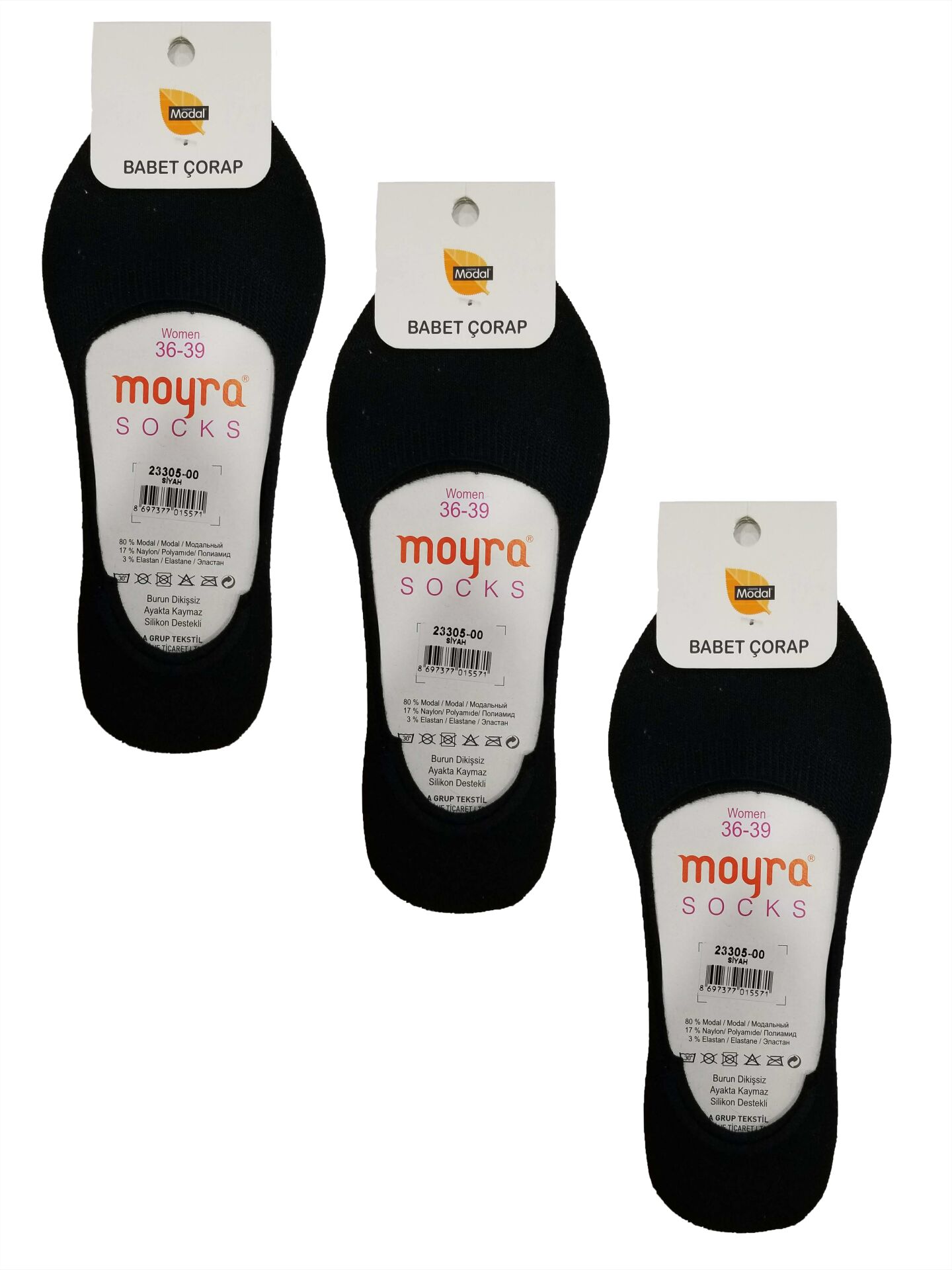 Moyra 12 Adet Arkası Silikonlu Modal Bayan Babet Çorap