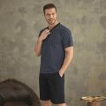 Kly 9100 Erkek Yazlık V-Yaka Büyük Beden Pijama Takım