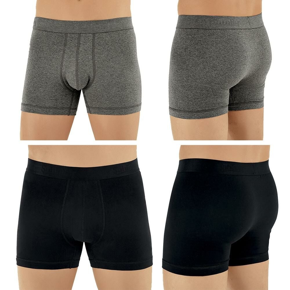 Şahinler E031 Erkek Likralı Boxer Külot 3Siyah-3Koyu Gri S