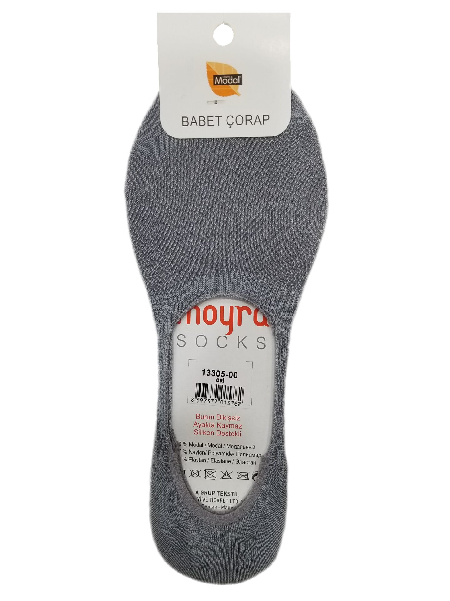Moyra 6'lı Paket Silikonlu Modal Erkek Babet Çorap