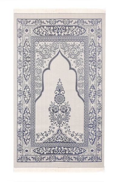 Kare Asetat Set (Pamuk Seccade+Yasin+İnci Tespih) LACİVERT