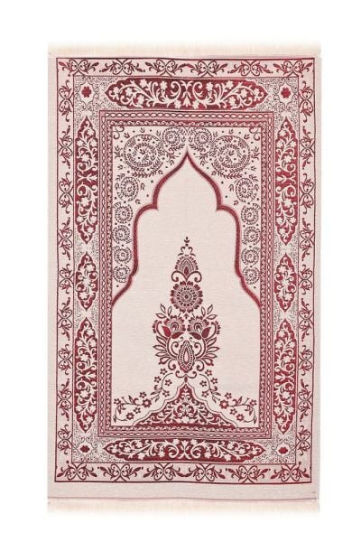 Kare Asetat Set (Pamuk Seccade+Yasin+İnci Tespih) BORDO
