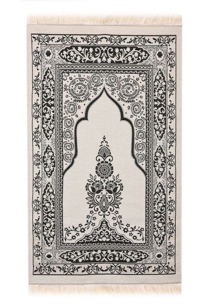 AFRA SERİSİ 4'lü SET ( Pamuk Seccade+ İnci Tespih +Yasin + Güpürlü Şal ) NO:2 SİYAH