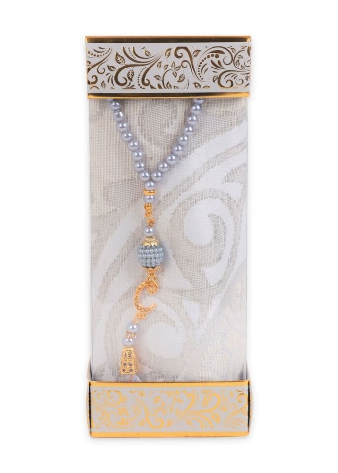 ZÜMRA SERİSİ 2'Lİ SET ( Dikdörtgen Kutulu Seccade+Tespih ) GRİ