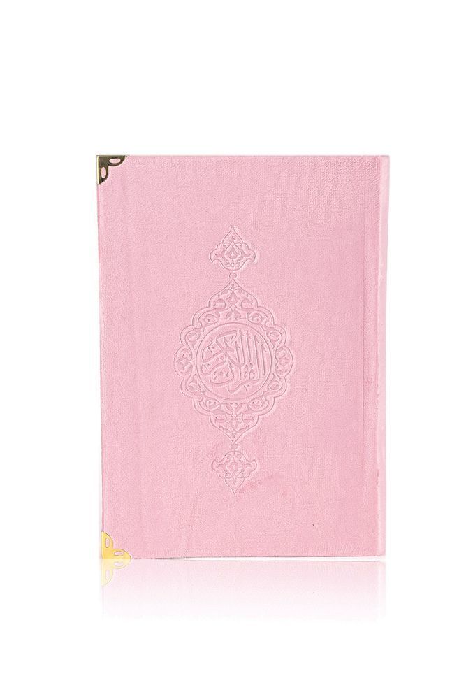 Soğuk Baskılı Kadife Büyük Cep Boy Kuran PEMBE