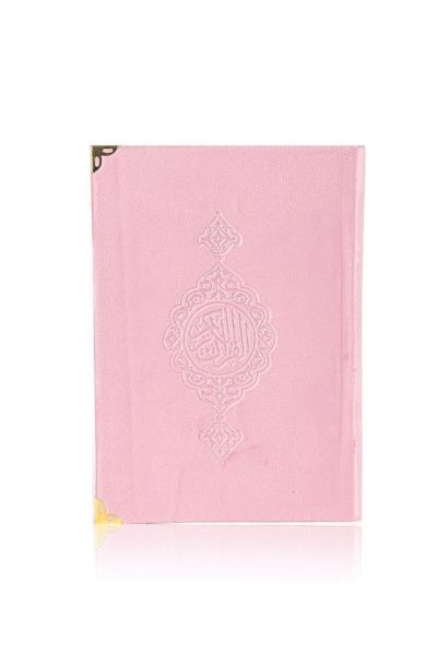 Soğuk Baskılı Kadife Büyük Cep Boy Kuran PEMBE