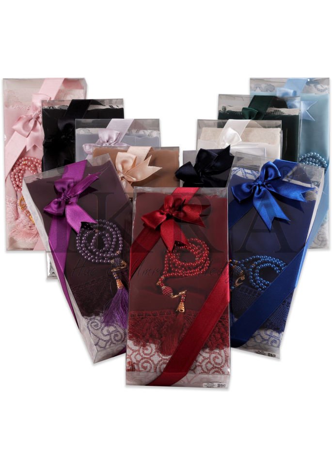 ECRİN SERİSİ (Pamuk Seccade+ Güpürlü Şal+İnci Tespih) NO:2