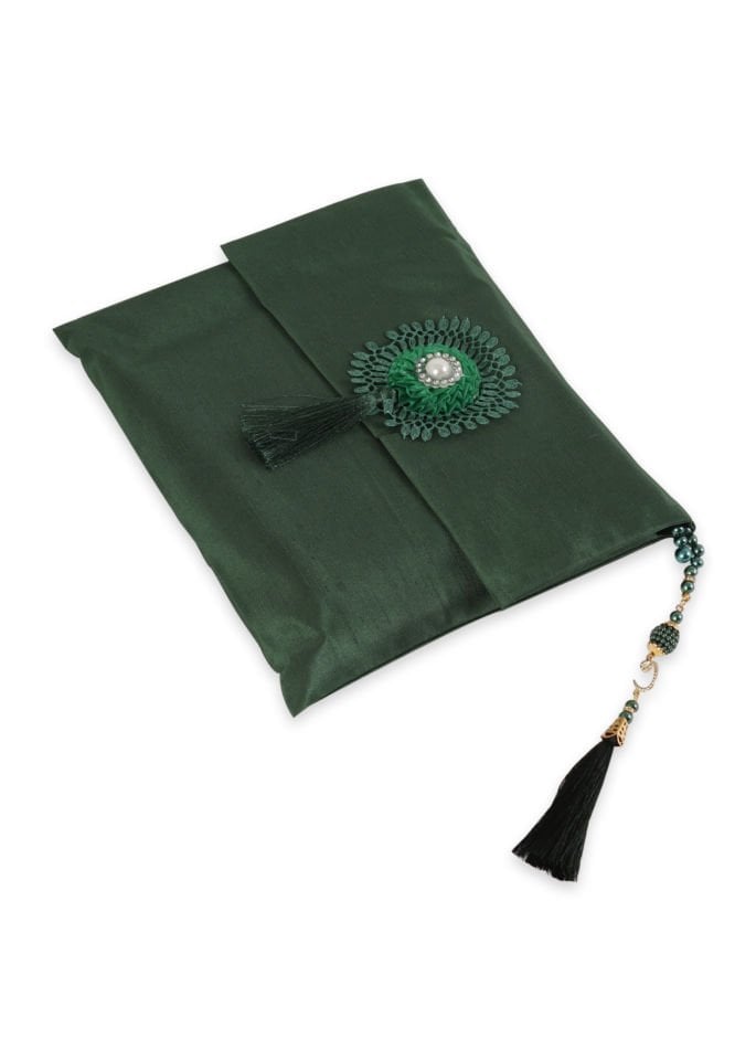 Büyük Şantuk Çanta Full Set Çiçekli (Yasin+Seccade+Tespih) YEŞİL
