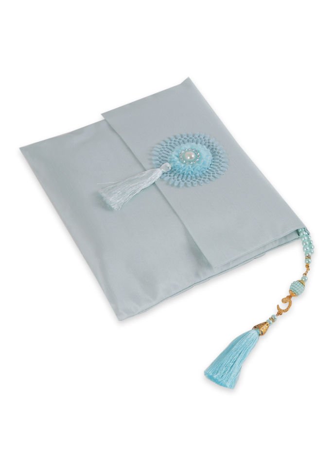 Büyük Şantuk Çanta Full Set Çiçekli (Yasin+Seccade+Tespih) SU YEŞİLİ