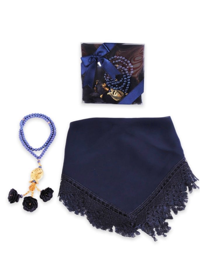 Asetat Set (Güpürlü Şal+İnci Tespih) SAKS