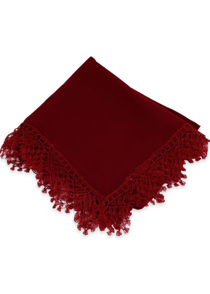 Güpürlü Uzun Şifon Şal BORDO