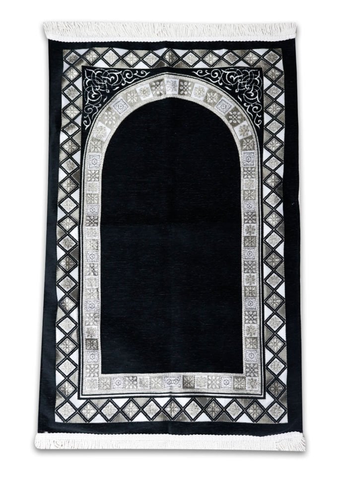 ŞÖNİL KARELİ SECCADE(ASTARLI) SİYAH