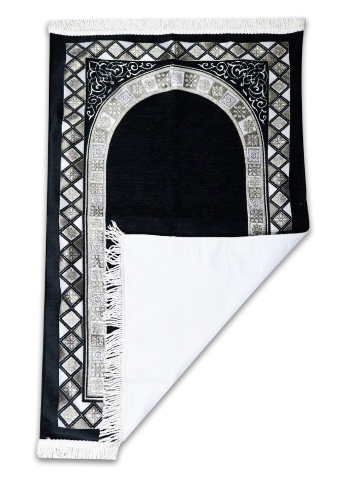 ŞÖNİL KARELİ SECCADE(ASTARLI) SİYAH