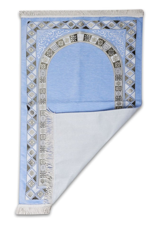 ŞÖNİL KARELİ SECCADE(ASTARLI) BEBE MAVİ