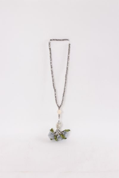 8mm 99'lu Kristal Tespih Lüks Çiçekli GRİ