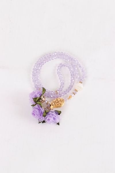 8mm 99'lu Kristal Tespih Lüks Çiçekli LİLA