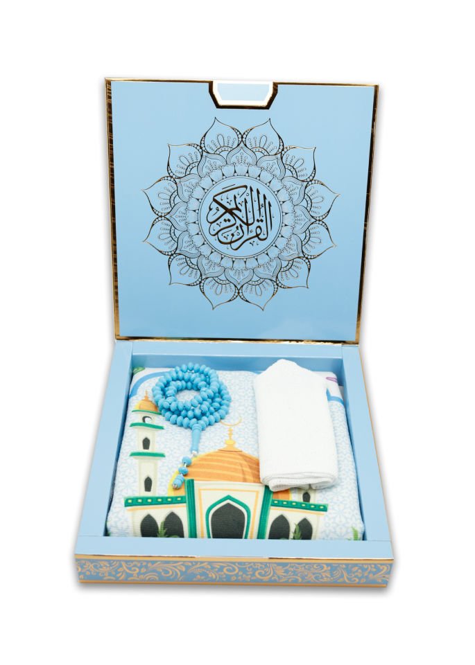 RAMAZAN ÇOÇUK SET VARAKLI KUTU MAVİ RENK - PEMBE RENK