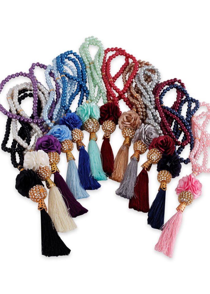 İnci Çiçekli Disko Toplu Güllü Tespih (6mm)