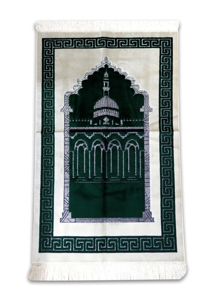 Kadife Teks Camili & Mihraplı Seccade Simli YEŞİL