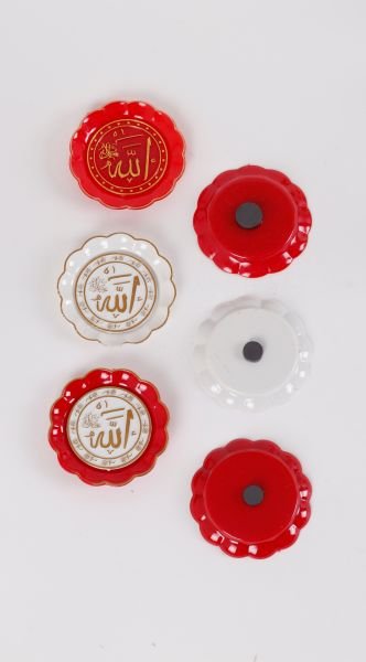 7cm Ayetli Tabak Model Magnet KIRMIZI