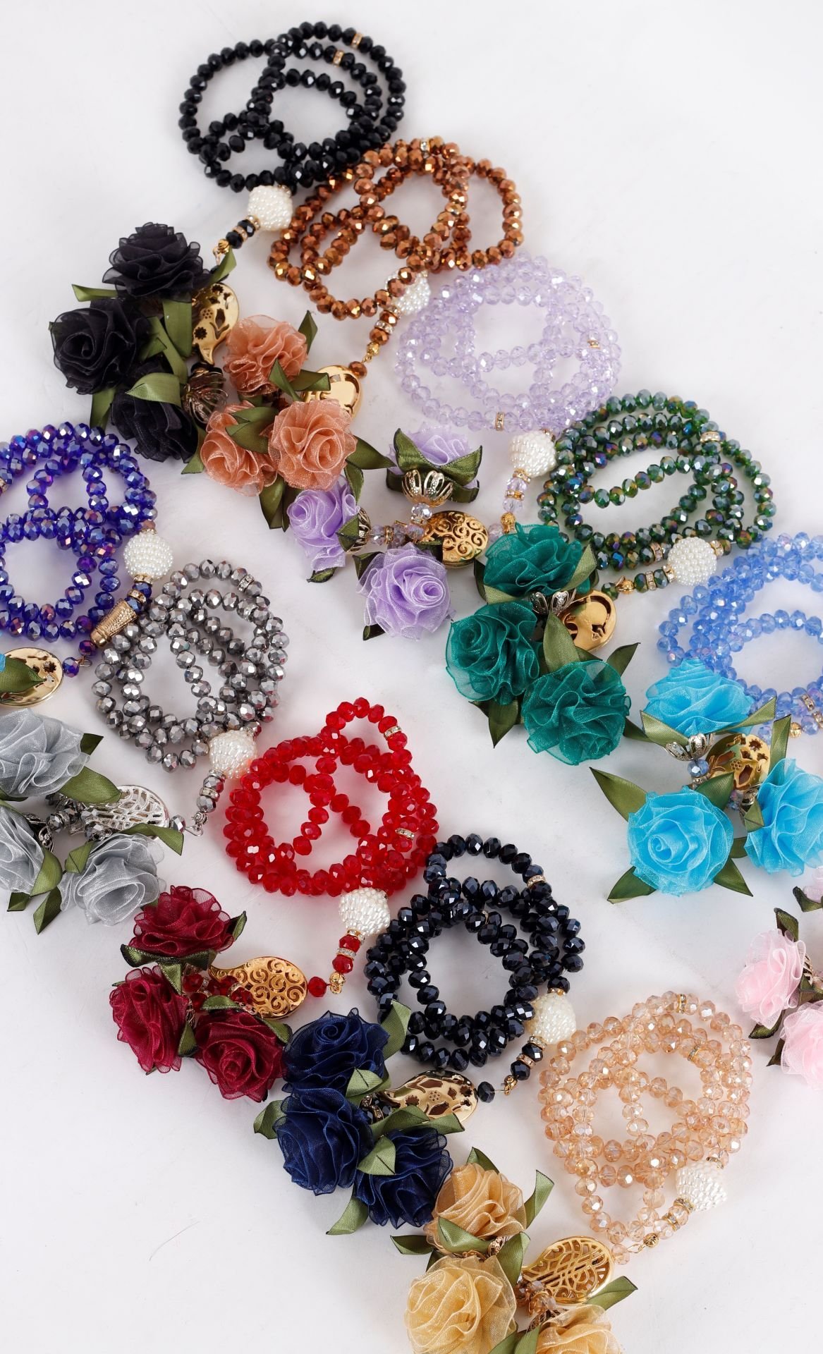 8mm 99'lu Kristal Tespih Lüks Çiçekli