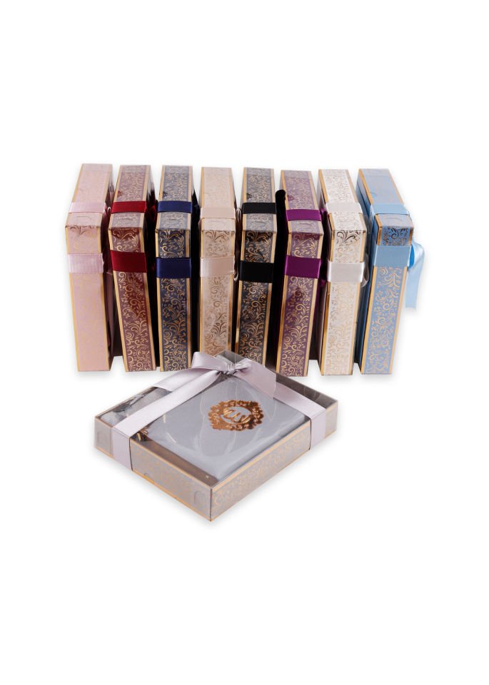 ASEL SERİSİ KUTULU (Pamuk Seccade+İnci Tespih+Şantuk Kuran) No:1 GRİ