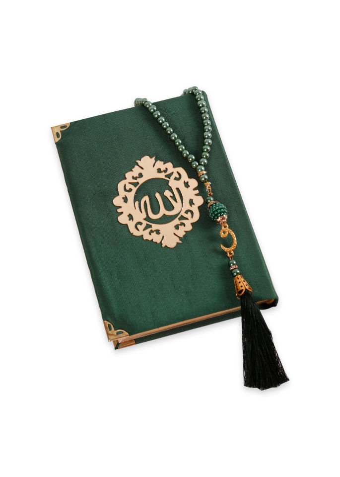 AFİL SERİSİ KUTULU (Çanta Boy Kuran+Seccade+İnci Tespih) Set NO:1 YEŞİL