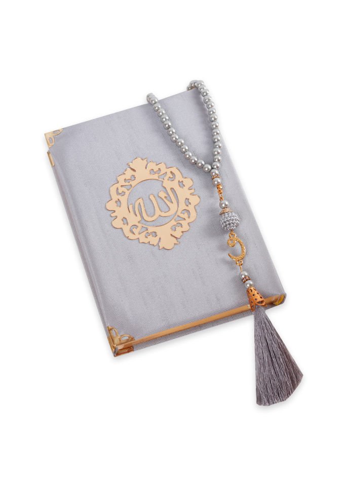 AFİL SERİSİ KUTULU (Çanta Boy Kuran+Seccade+İnci Tespih) Set NO:1 GRİ