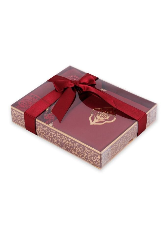 AFRA SERİSİ KUTULU (Pamuk Seccade+Yasin+İnci Tespih+Güpürlü Şal) Set NO:1 BORDO