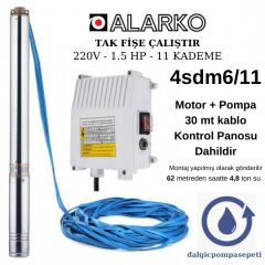 Alarko 4SDM6/11 Dalgıç Pompa Set Halinde - 30 mt Kablolu - Panolu - Monofaze (220V)