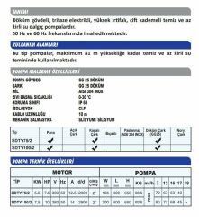 Sumak SDTY 75/2 Az Kirli Su Dalgıç Pompa Trifaze (380V) - 7.5 Hp