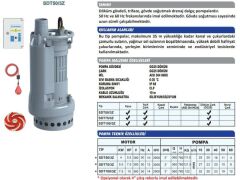 Sumak SDT 50/3Z Gövde Soğutmalı Drenaj Dalgıç Pompa Trifaze (380V) - 5.5 Hp